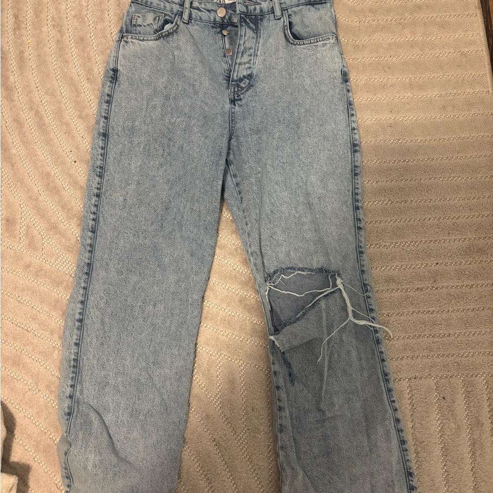 Zara Light Blue Boyfriend Jeans